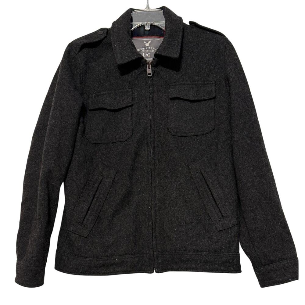 American Eagle Men's Charcoal Gray Wool Coat, Size L